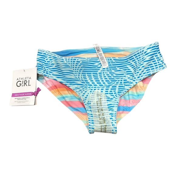Athleta Girl Reversible Sunset Oasis Bikini Bottom XXL 16 NEW FREE HAIRTIE - Picture 3 of 6